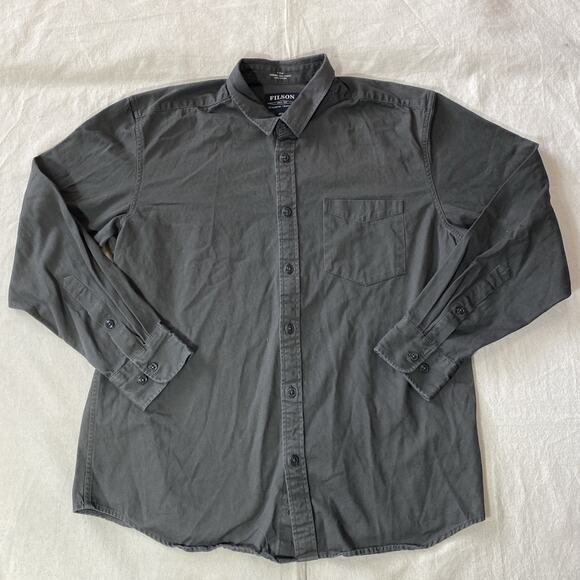 Mens C.C. Filson Co. shirt L Large Durable drill chino 6.5 oz cotton olive gray - Picture 1 of 16